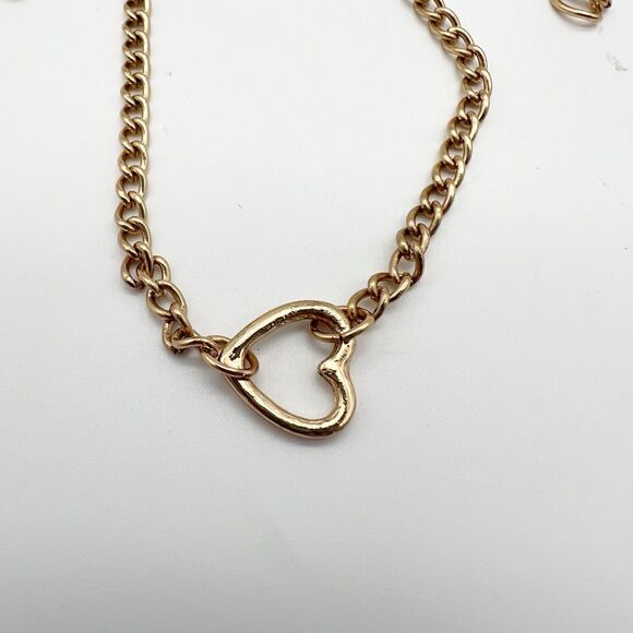 Set Of 2 Children’s Gold Tone Heart Link Adjustable Cable Chain Bracelets - Picture 2 of 4